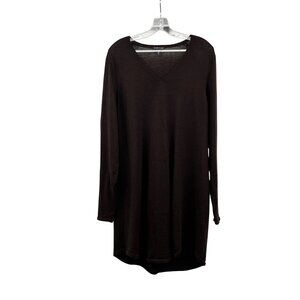 Eileen Fisher Womens Sweater Dress V-Neck Long Sleeve Brown Size Large